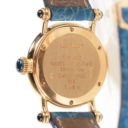 Cartier 18K Yellow Gold Alligator 28mm Diabolo Quartz Watch Blue 6 of 10