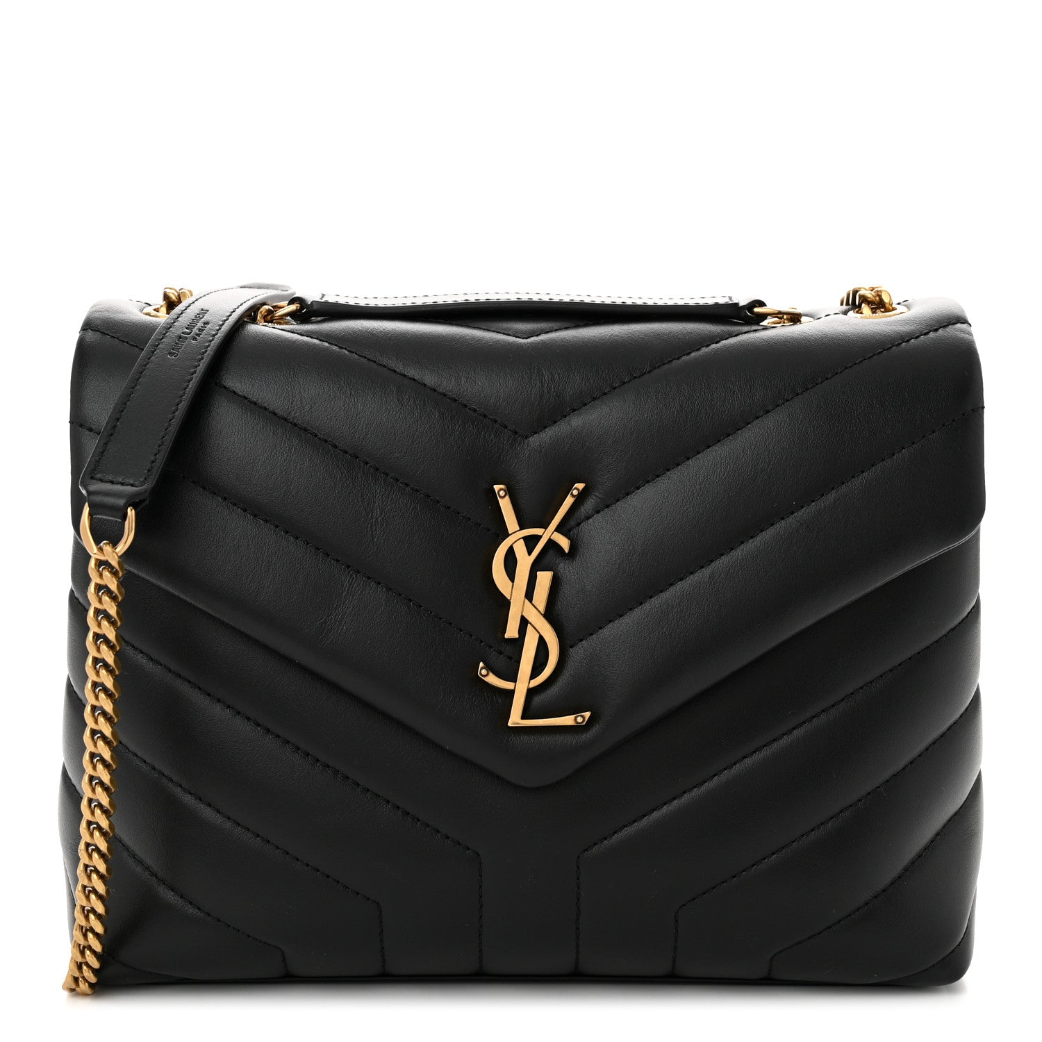 Saint Laurent Calfskin Y Quilted Monogram Small Loulou Chain Satchel Black 1 of 11