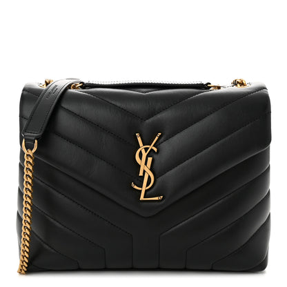 Saint Laurent Calfskin Y Quilted Monogram Small Loulou Chain Satchel Black 1 of 11