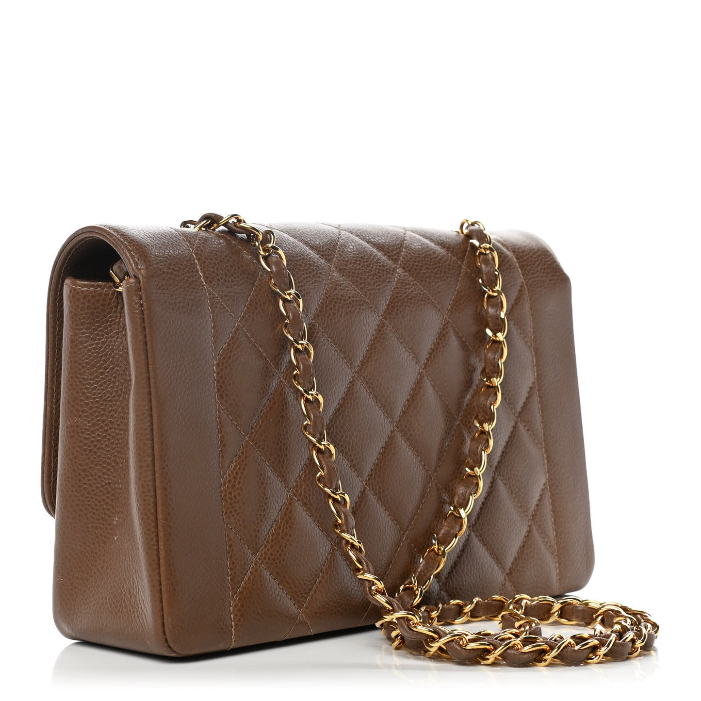 Caviar Quilted Medium Single Flap Brown