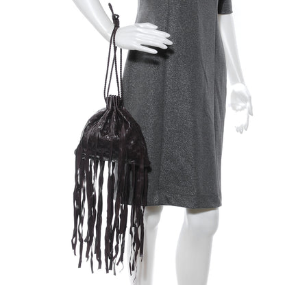 Bottega Veneta Lambskin Intrecciato Drawstring Fringe Pochette Brown 2 of 7