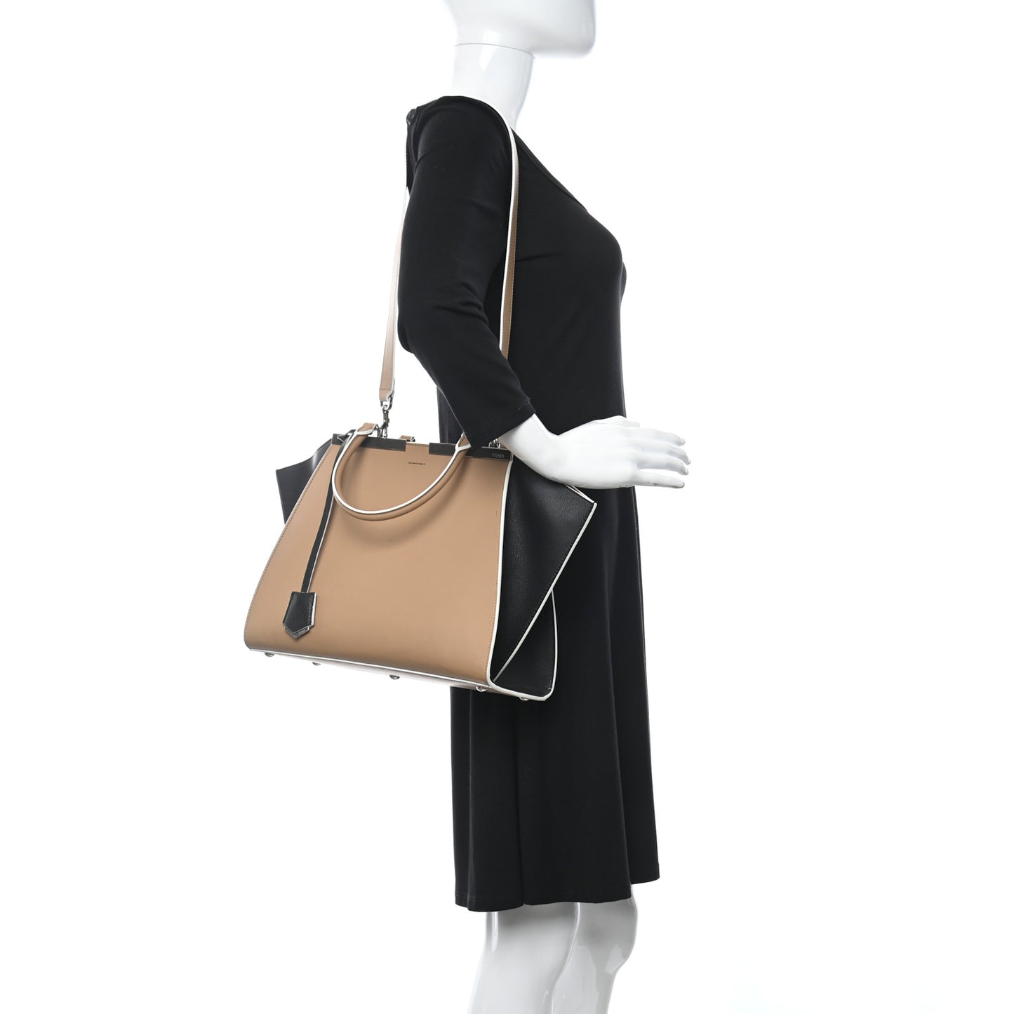 Vitello Baltico Dolce Petite 3Jours Tote Sand Black