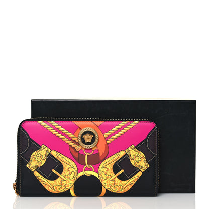 Versace Calfskin Medusa Barocco Rodeo Print Zip Around Wallet Black Multicolor 13 of 13
