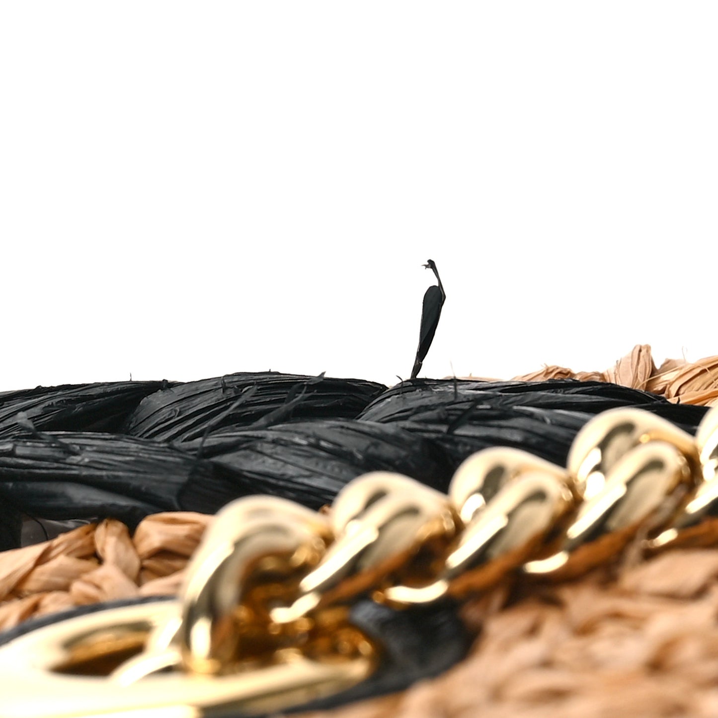 Raffia Effect Large GG Marmont Shoulder Tote Bag Natural Black