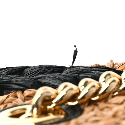 Gucci Raffia Effect Large GG Marmont Shoulder Tote Bag Natural Black 10 of 12