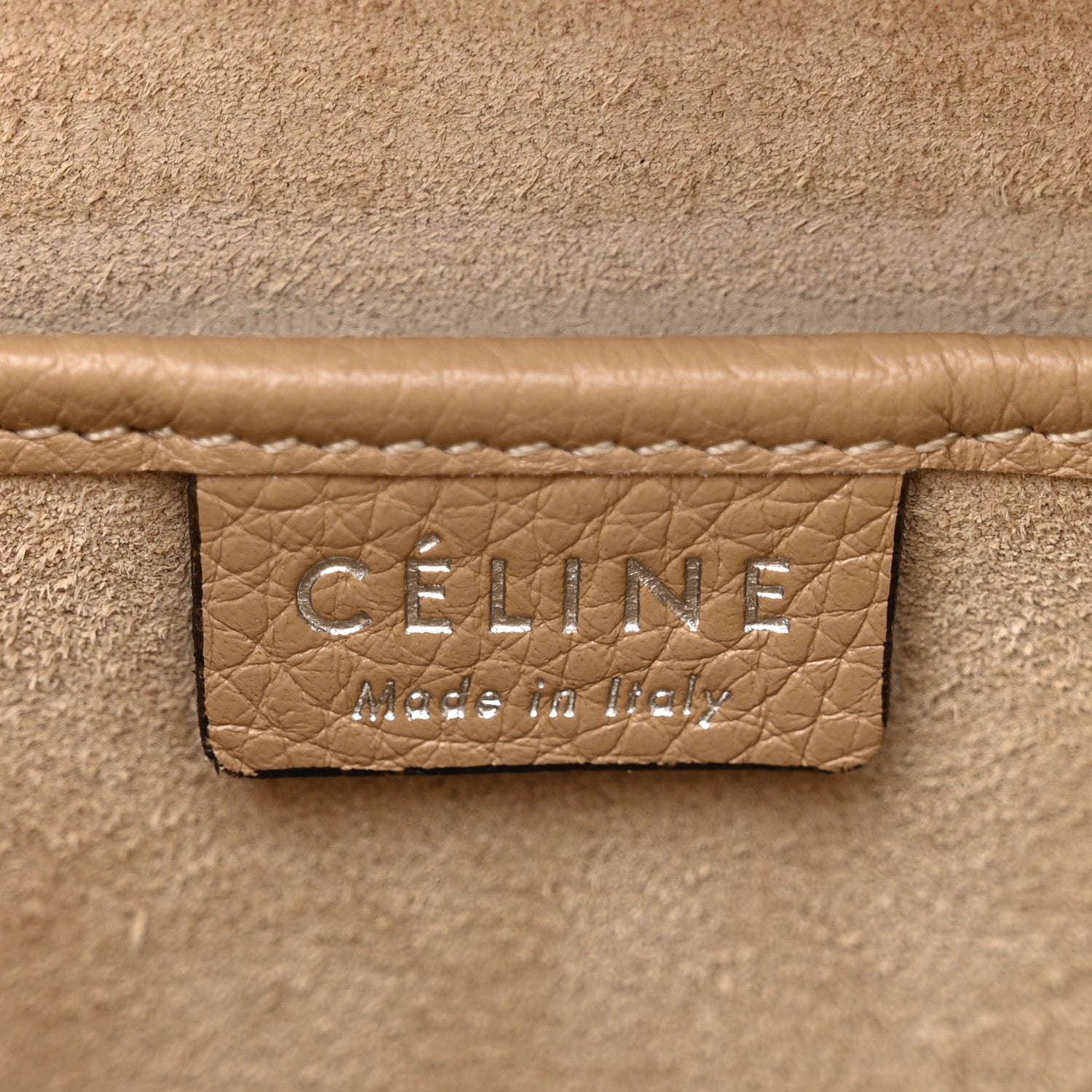 Celine Drummed Calfskin Nano Luggage Dune 6 of 13