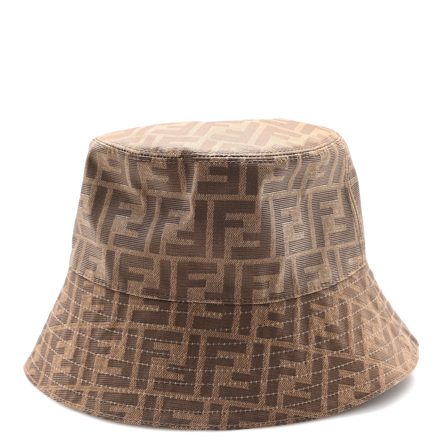 Fendi Technical Fabric FF Reversible Bucket Hat S Tobacco Beige 3 of 13