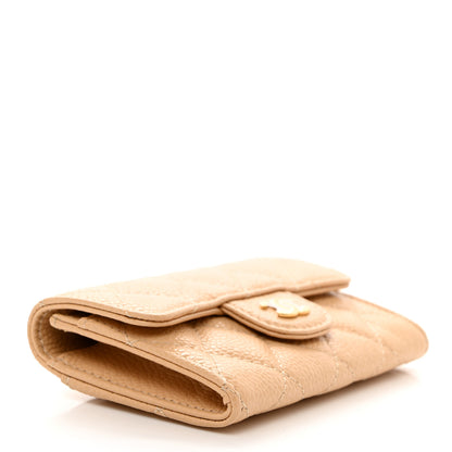 Chanel Caviar Quilted Flap Card Holder Wallet Beige 4 of 9