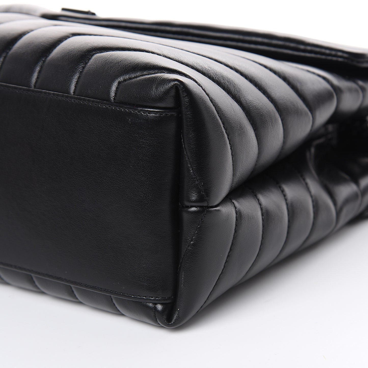 Calfskin Y Quilted Monogram Medium Loulou Chain Satchel Black