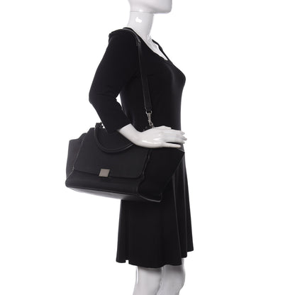 Celine Drummed Calfskin Suede Small Trapeze Black 2 of 14