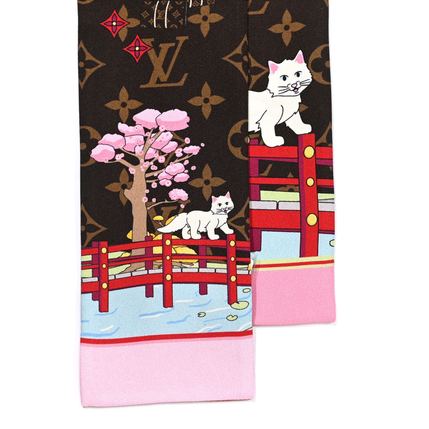 Louis Vuitton Silk Monogram 2021 Christmas Animation Japanese Garden Bandeau Marron 2 of 3
