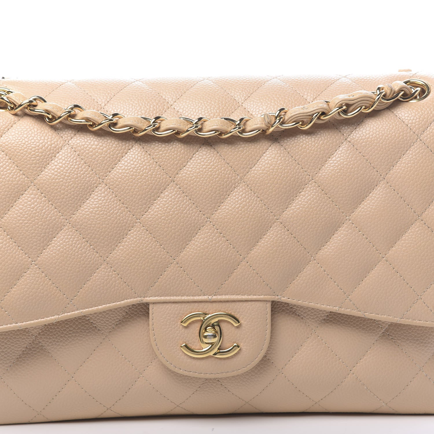 Chanel Caviar Quilted Jumbo Double Flap Beige Clair 19 of 21