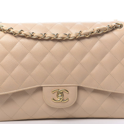 Chanel Caviar Quilted Jumbo Double Flap Beige Clair 19 of 21