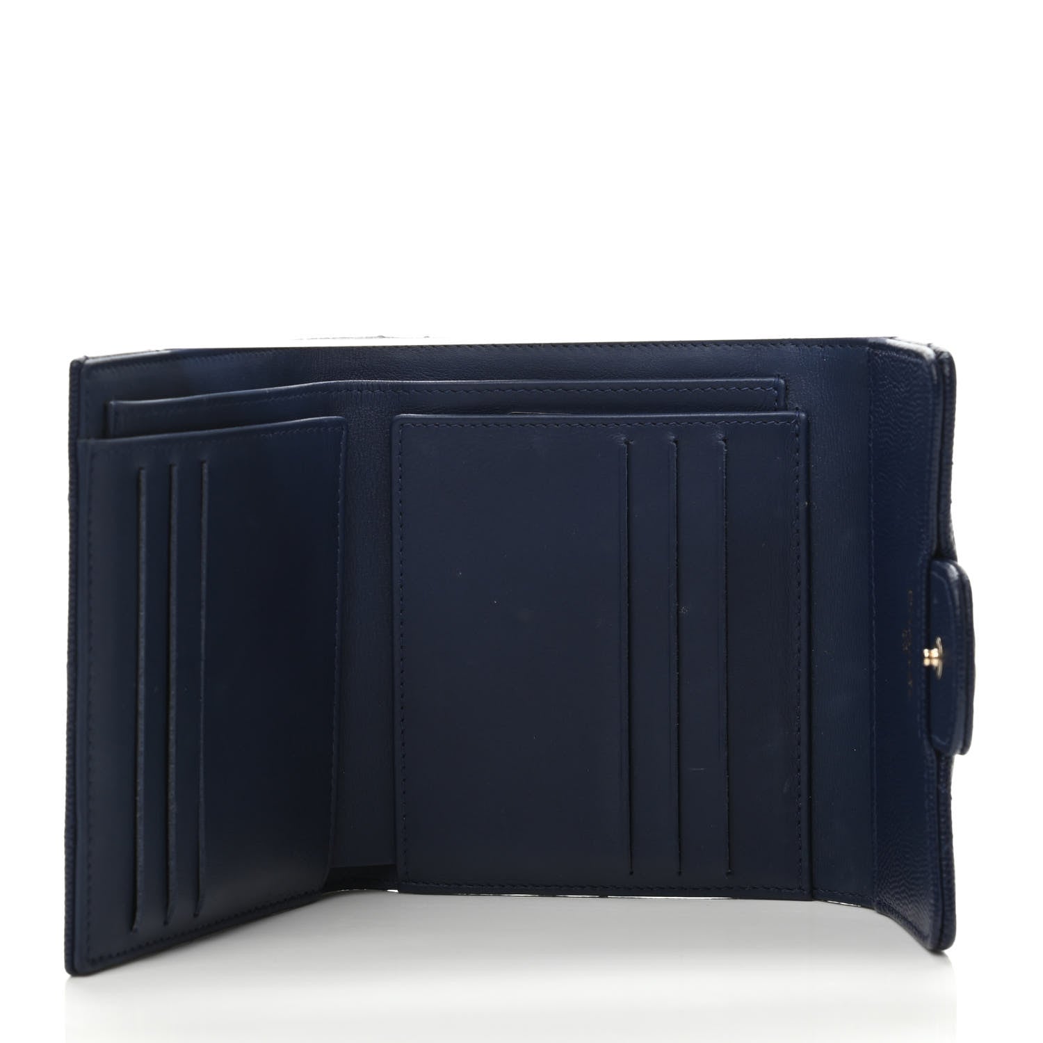 Chanel Caviar Quilted Compact Flap Wallet Navy 4 of 4
