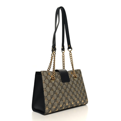 Gucci GG Supreme Monogram Bees Small Padlock Tote Beige Oro Black 3 of 10