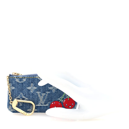 Louis Vuitton LV X TM Monogram Denim Cerises Key Pouch Blue 2 of 7