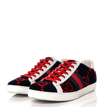 Gucci Terry Cloth GG Monogram Womens Ace Sneakers 37.5 Blue Red 3 of 9