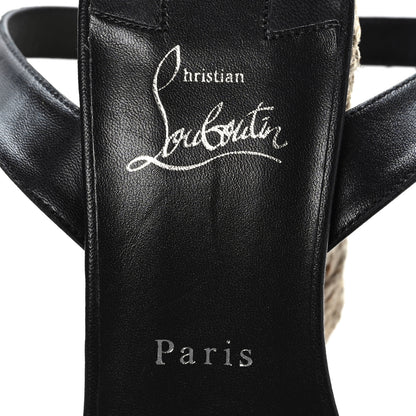 Christian Louboutin Calfskin Mariza Espadrille 130 Sandals 40 Black Naturel 6 of 7