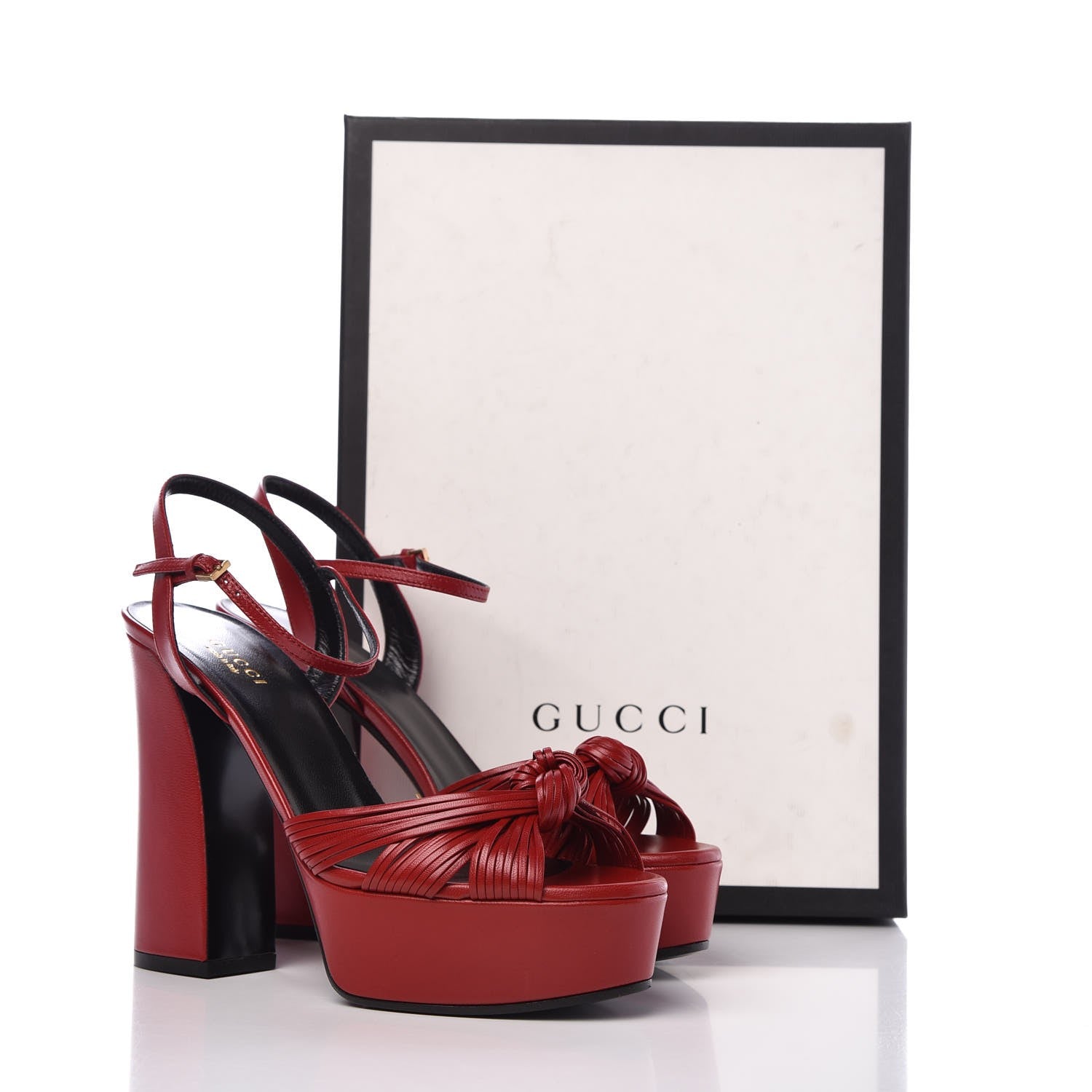 Gucci Malaga Kid Allie Platform Sandals 37.5 Hibiscus Red 9 of 9