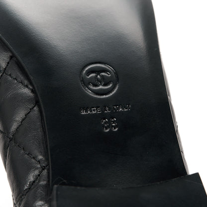 Chanel Aged Calfskin Quilted CC Cap Toe Ballerina Flats 38 Black 6 of 9
