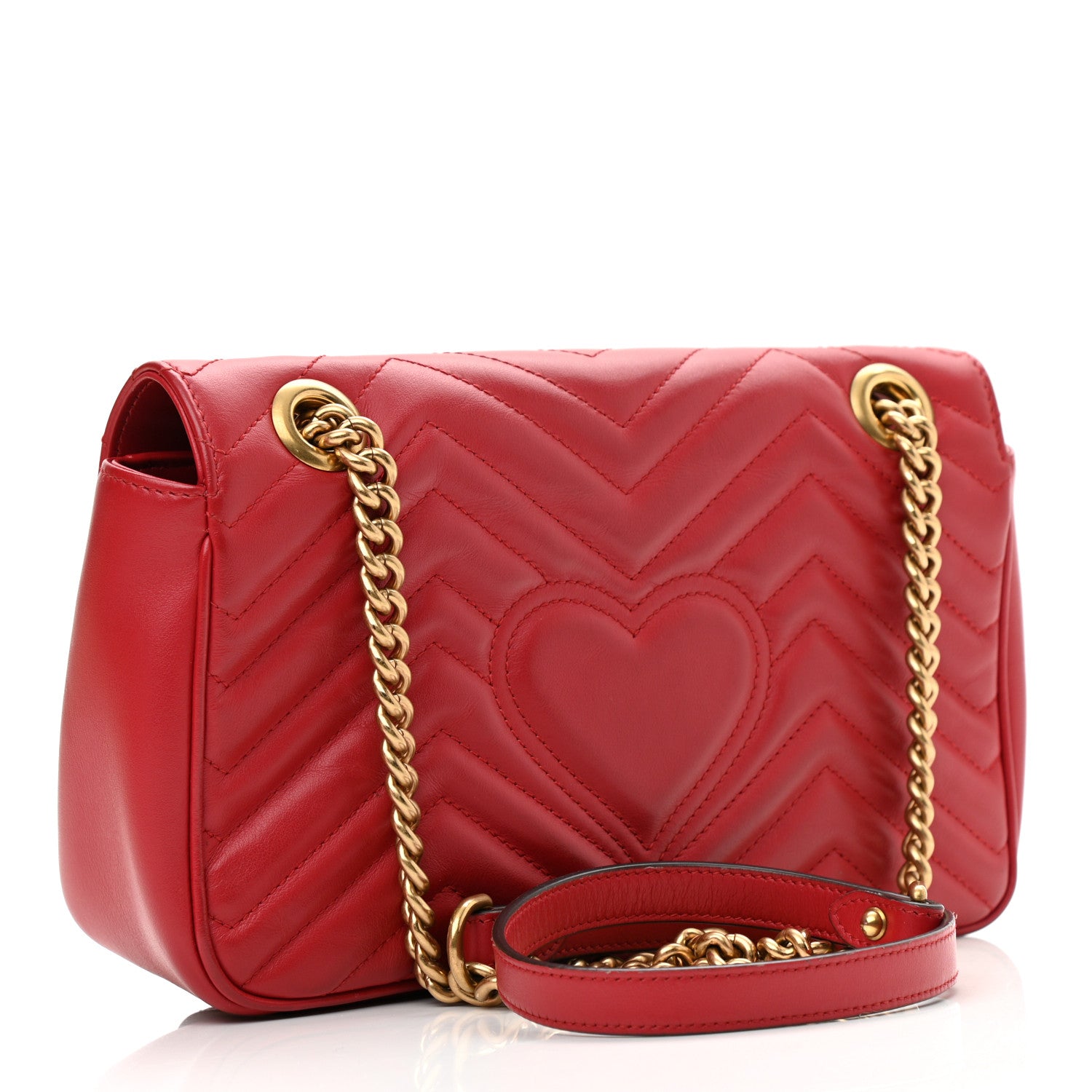 Gucci Calfskin Matelasse Small GG Marmont Shoulder Bag Hibiscus Red 2 of 13