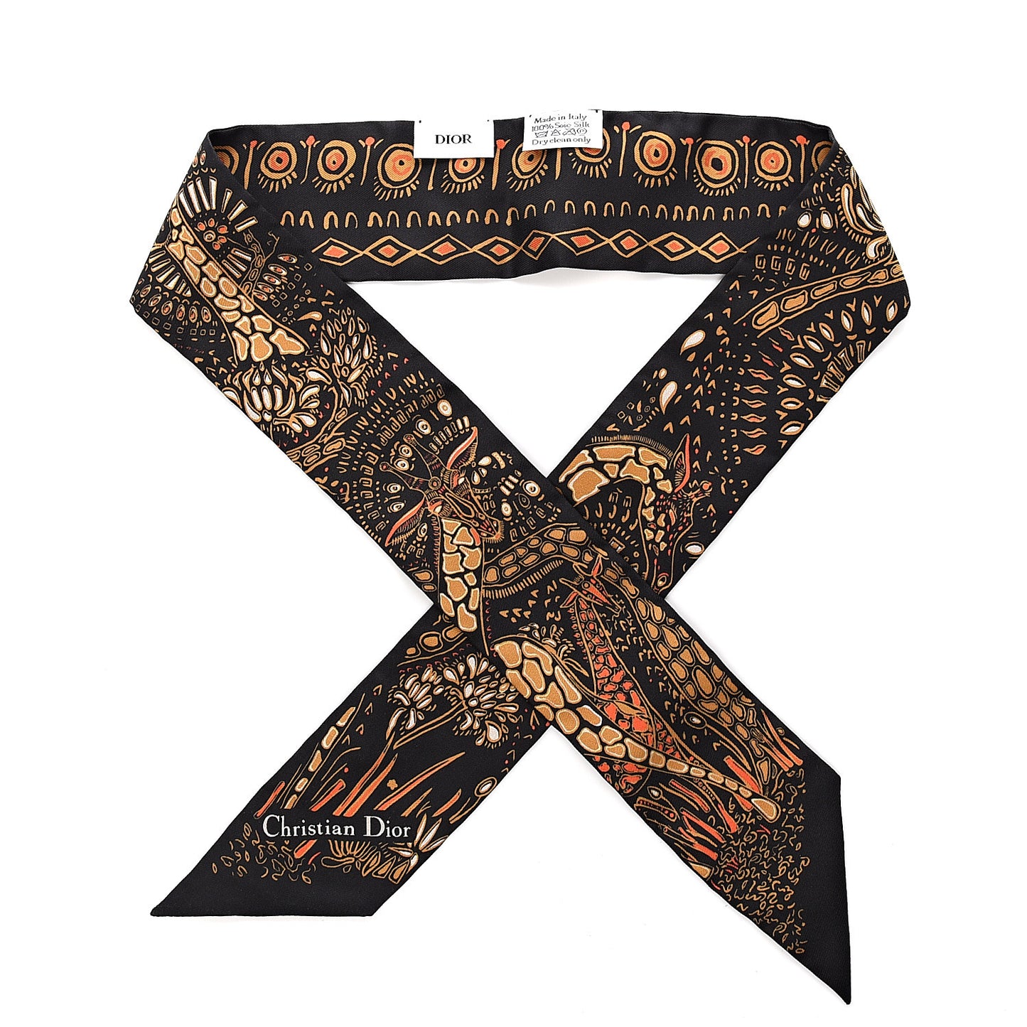 Silk Animals Giraffe Mitzah Scarf Yellow
