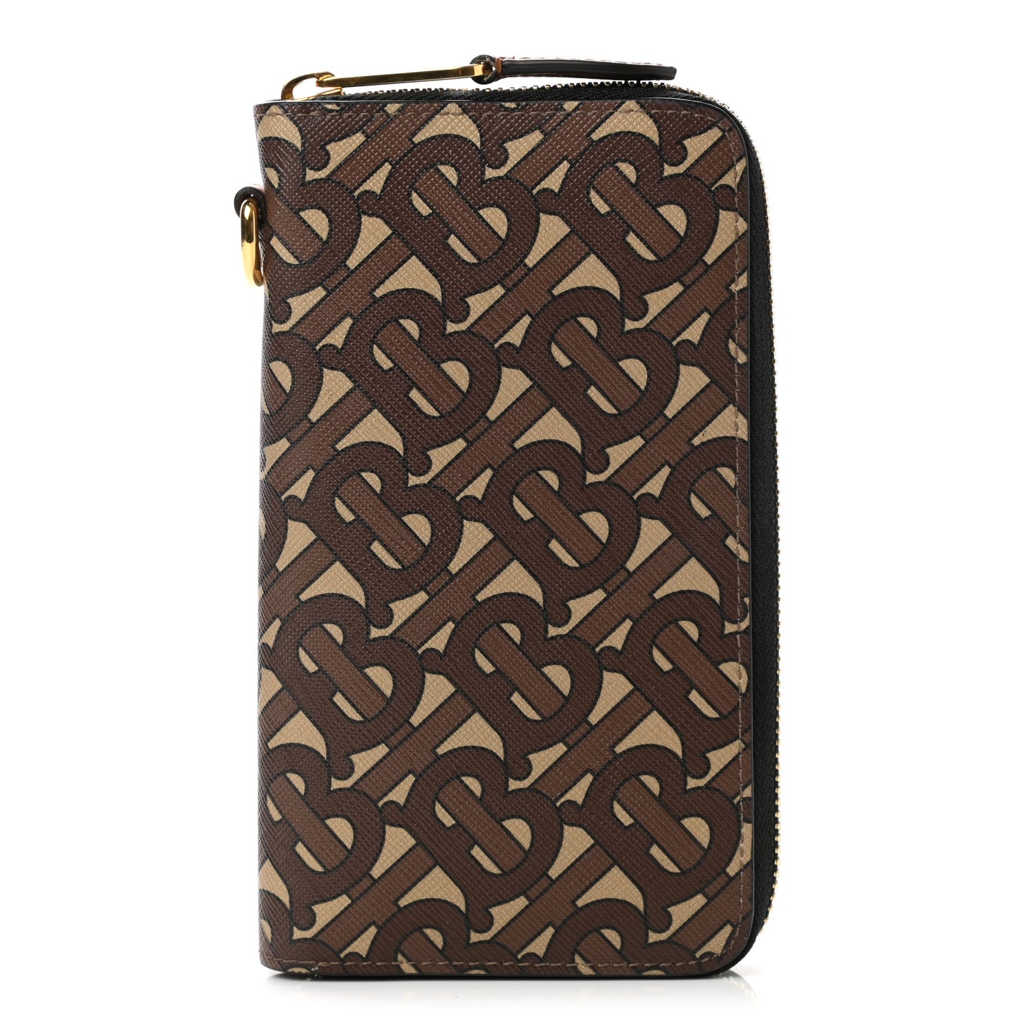 Burberry E-Canvas Monogram Zip Around Wallet Bridle Brown 1 of 6