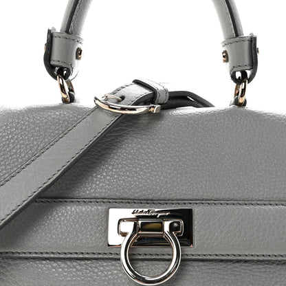 Salvatore Ferragamo Grained Calfskin Sofia Satchel Grey 7 of 9
