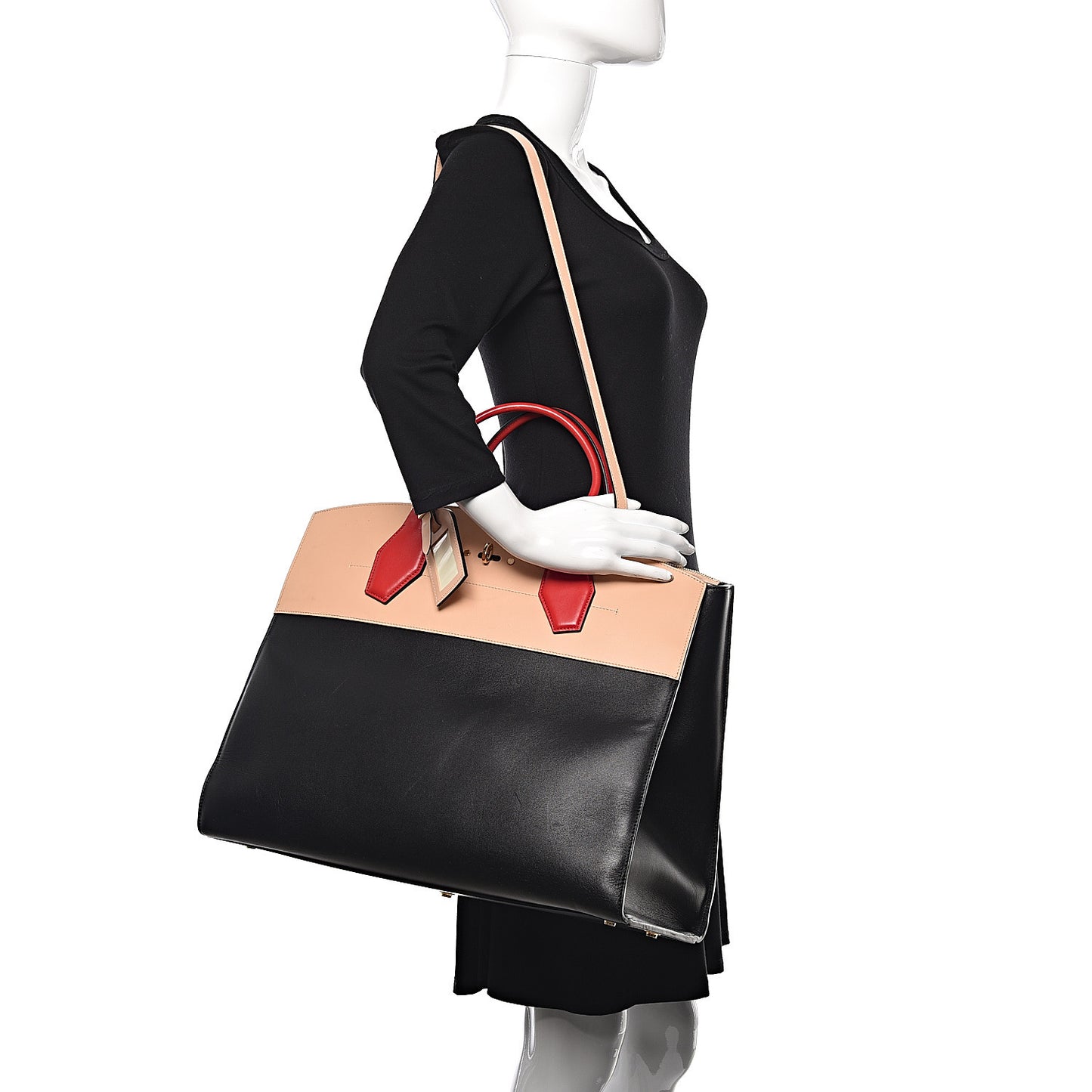 Calfskin City Steamer XL Black Creme Bourgogne