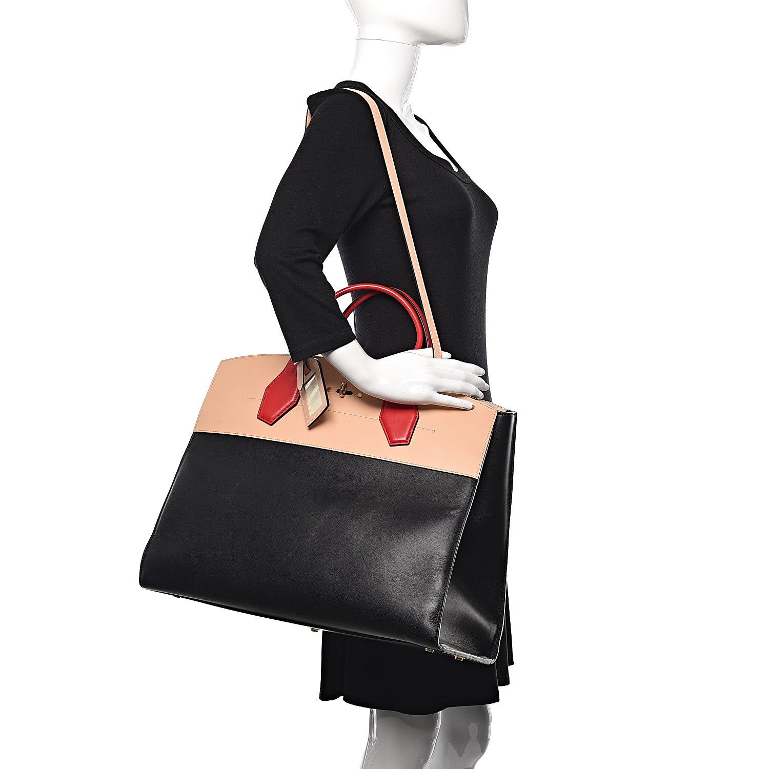 Louis Vuitton Calfskin City Steamer XL Black Creme Bourgogne 2 of 15