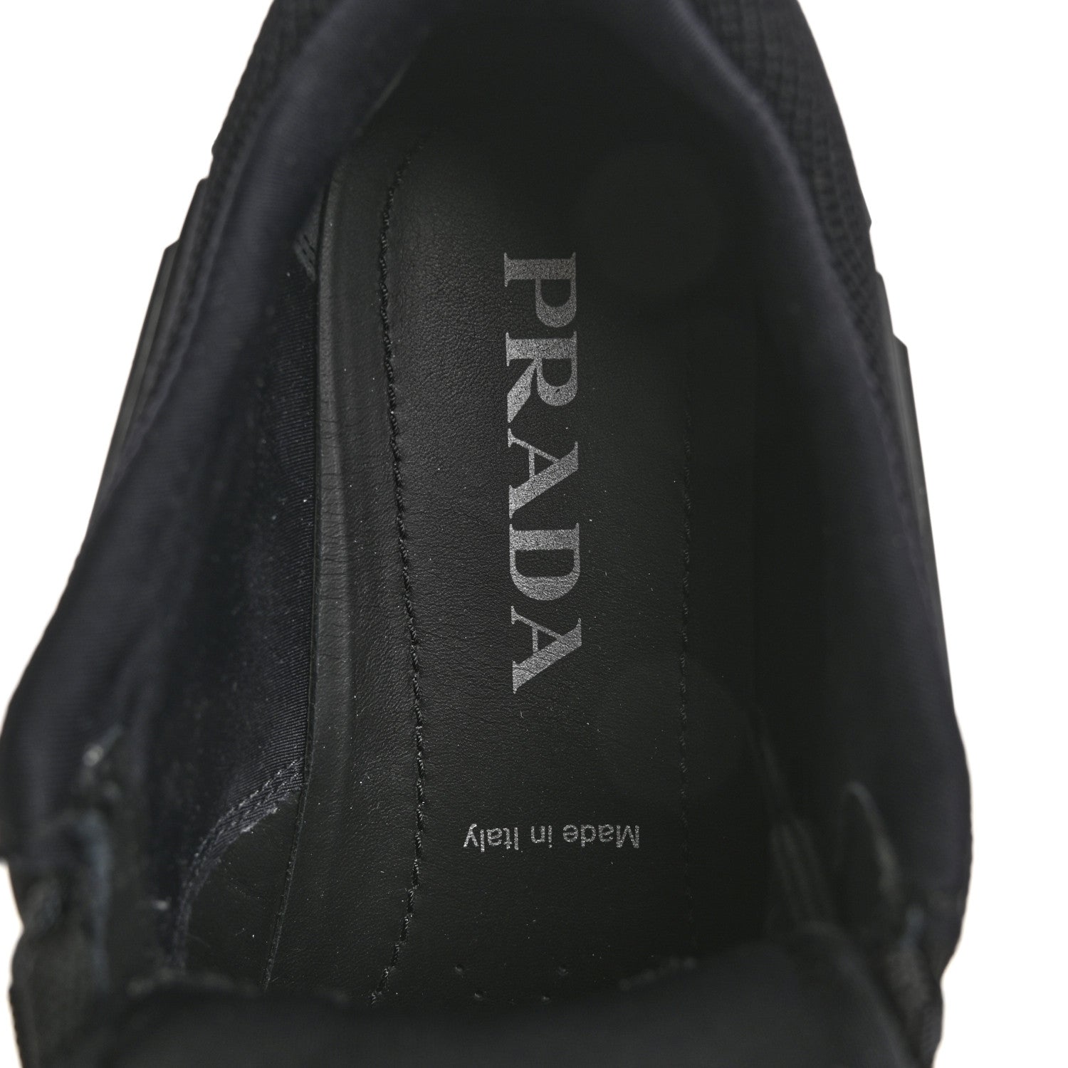 Prada Rubber Technical Knit Fabric Triangle Logo Evolution 55mm Sneakers 35.5 Black 7 of 10