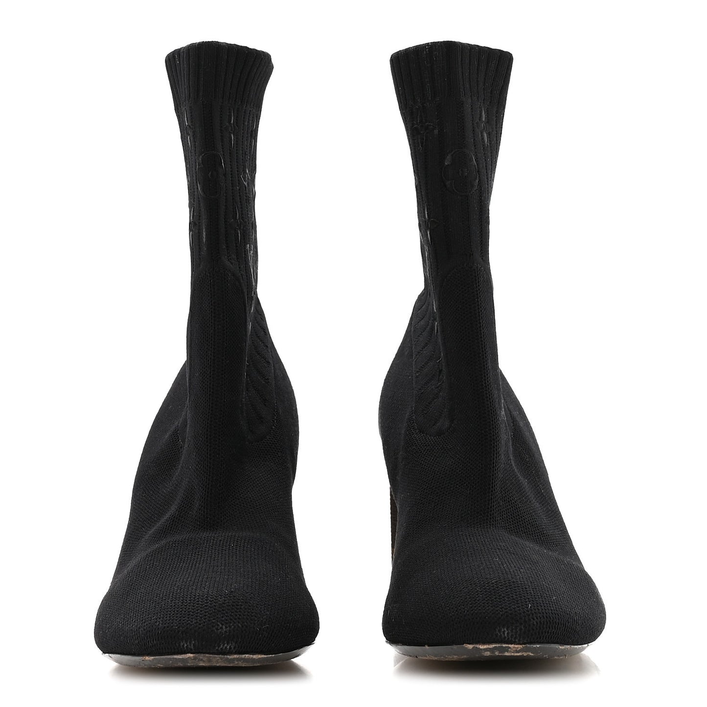 Monogram Stretch Fabric Silhouette Ankle Boots 39 Black