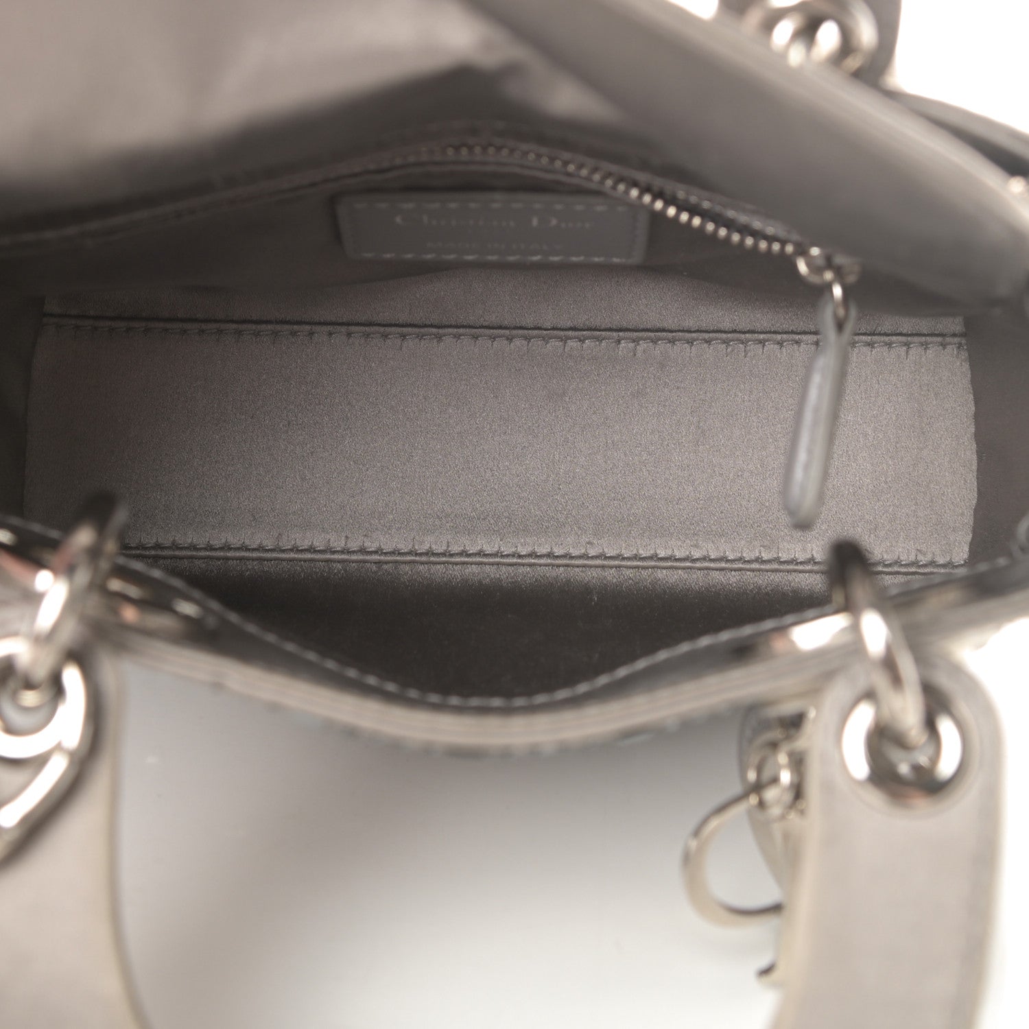 Christian Dior Satin Crystal Cannage Mini Lady Dior Gray 5 of 13