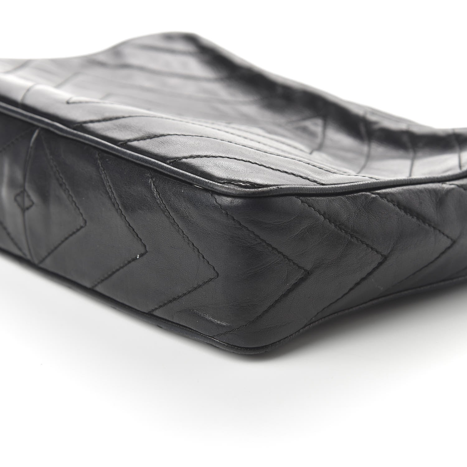 Chanel Lambskin Chevron Quilted Camera Case Black 7 of 10