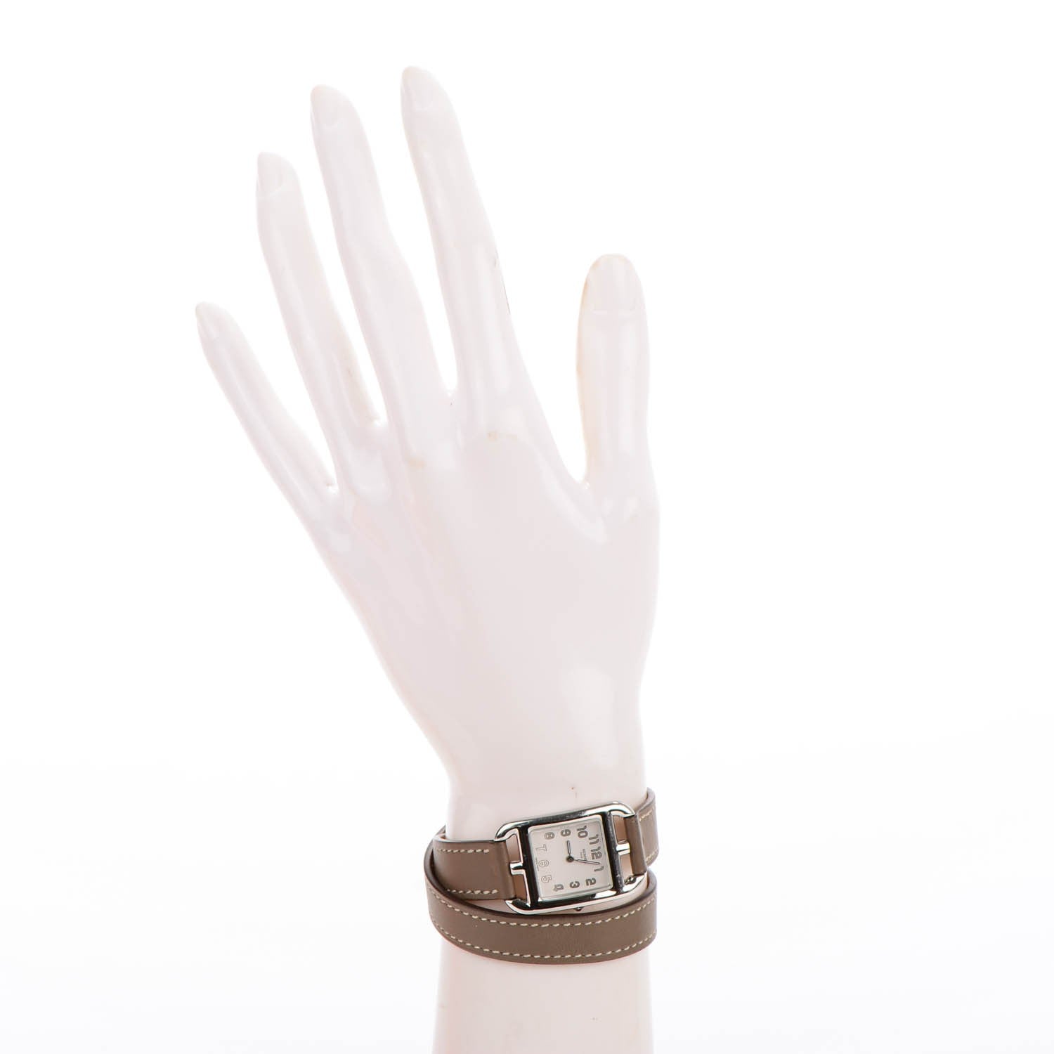 Hermes Stainless Steel Swift 23mm Cape Cod Double Tour Quartz Watch Etoupe 2 of 11