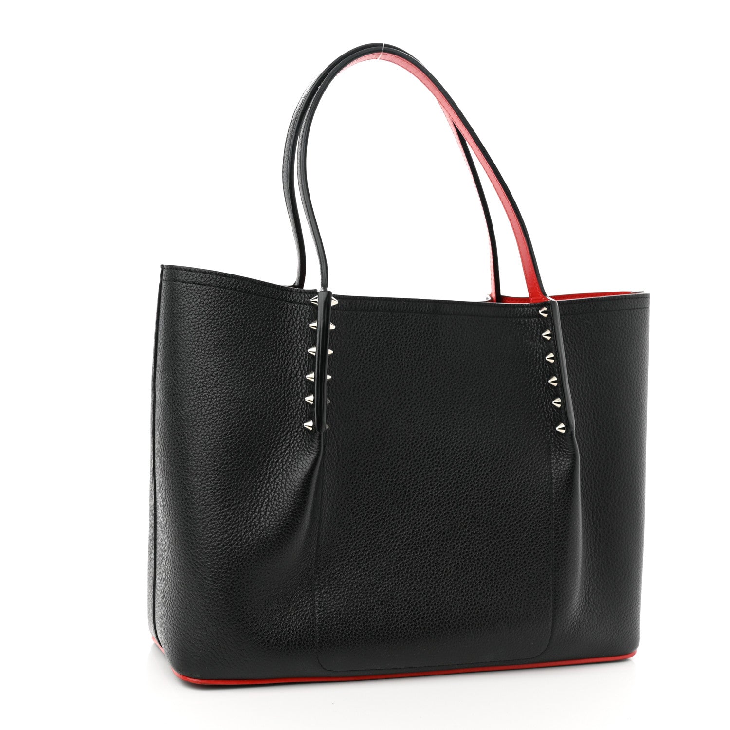 Christian Louboutin Calfskin Spiked Small Cabarock Shopper Tote Black 3 of 11