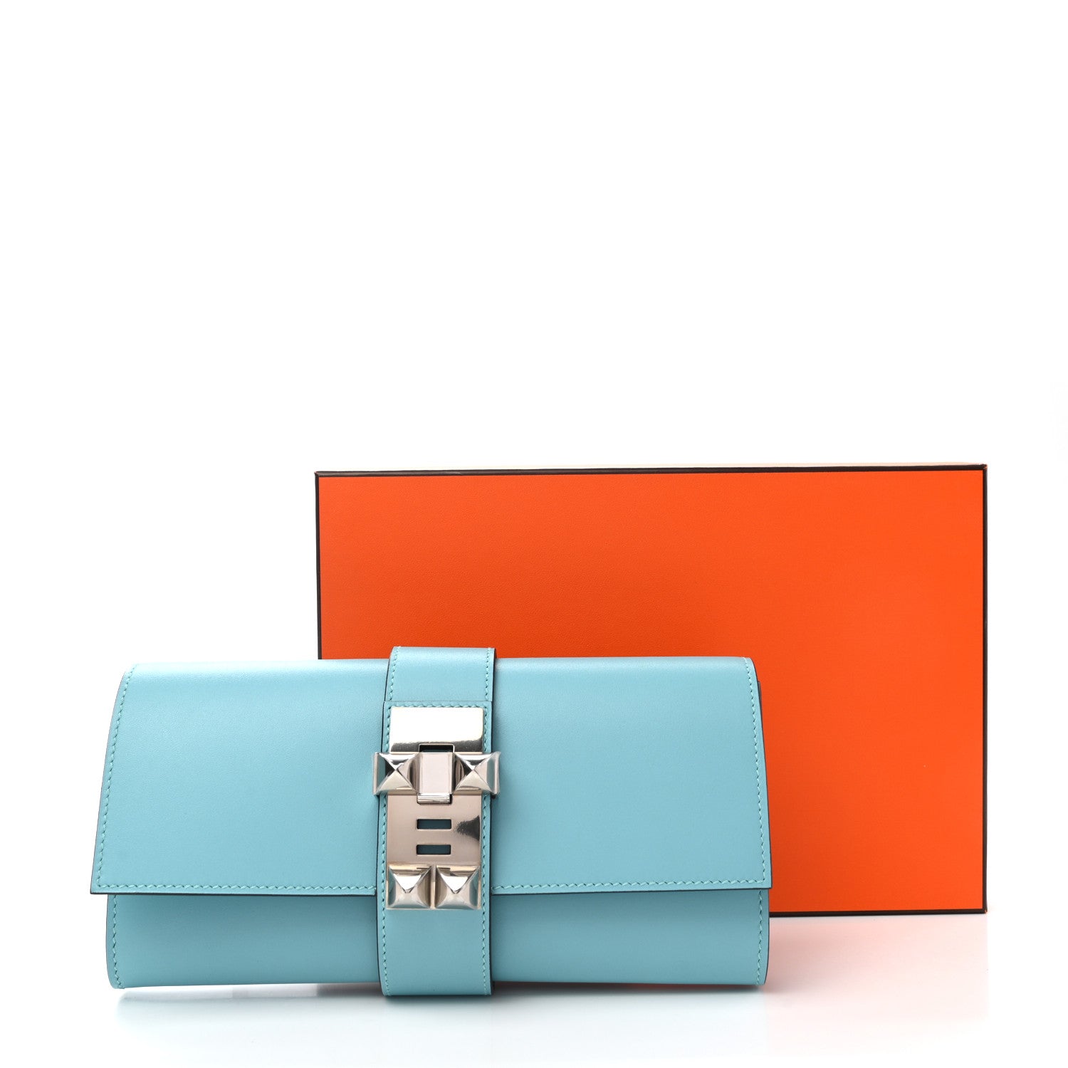 Hermes Tadelakt Medor 23 Clutch Bleu Atoll 10 of 10