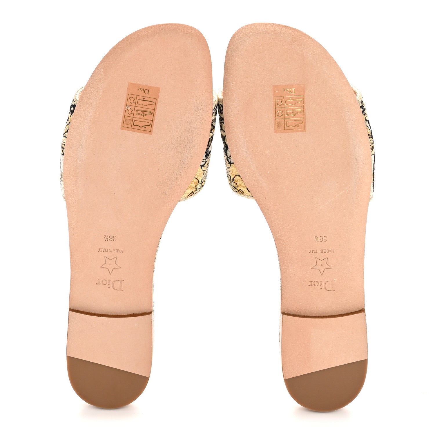 Christian Dior Cotton Strass Millefiori Embroidered Dway Slide Sandals 38.5 Gold 6 of 10