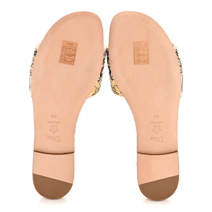 Christian Dior Cotton Strass Millefiori Embroidered Dway Slide Sandals 38.5 Gold 6 of 10