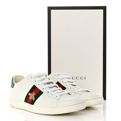 Gucci Calfskin Ayers Bee Embroidered Womens Ace Sneakers 39 White Green 9 of 9