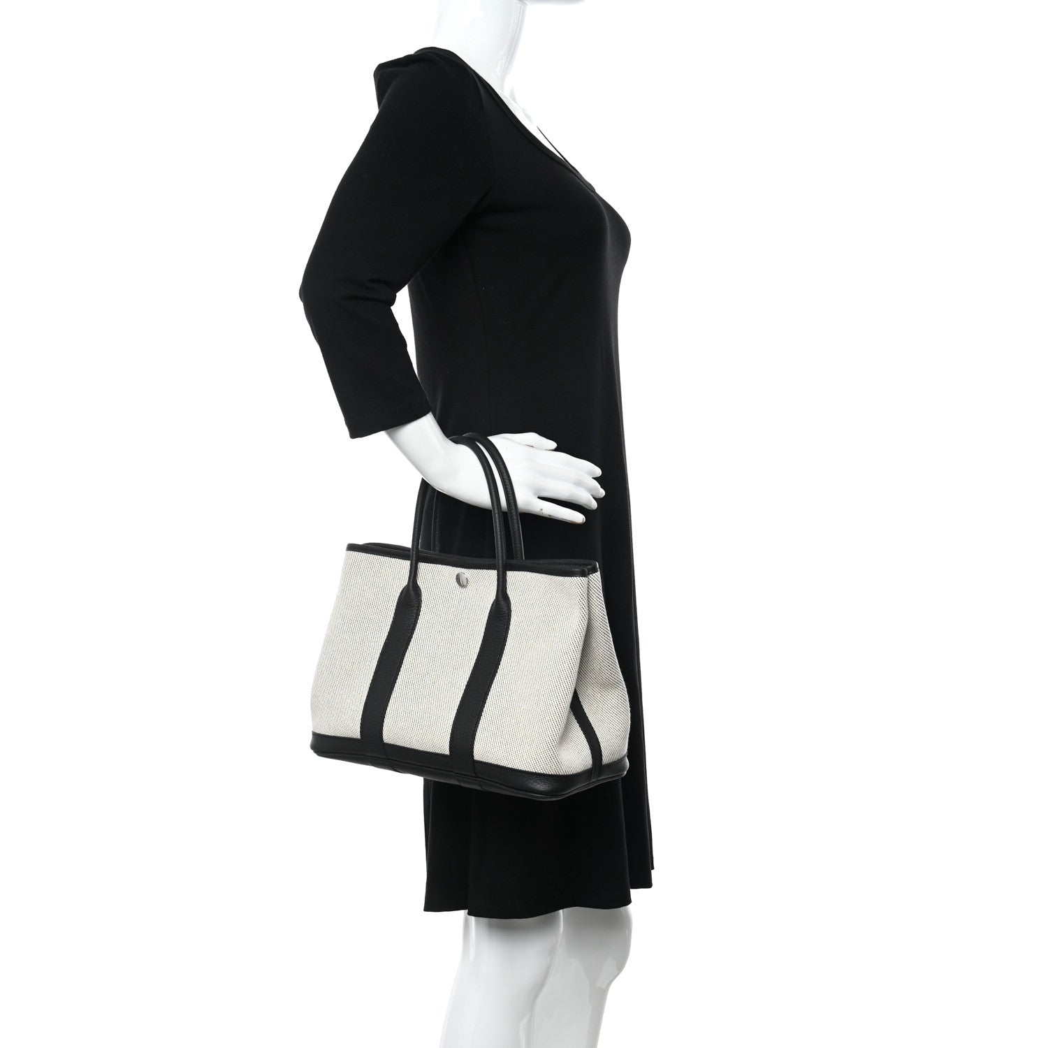 Hermes Twill H Negonda Garden Party 30 TPM Tote Ecru Black Cassis 2 of 9