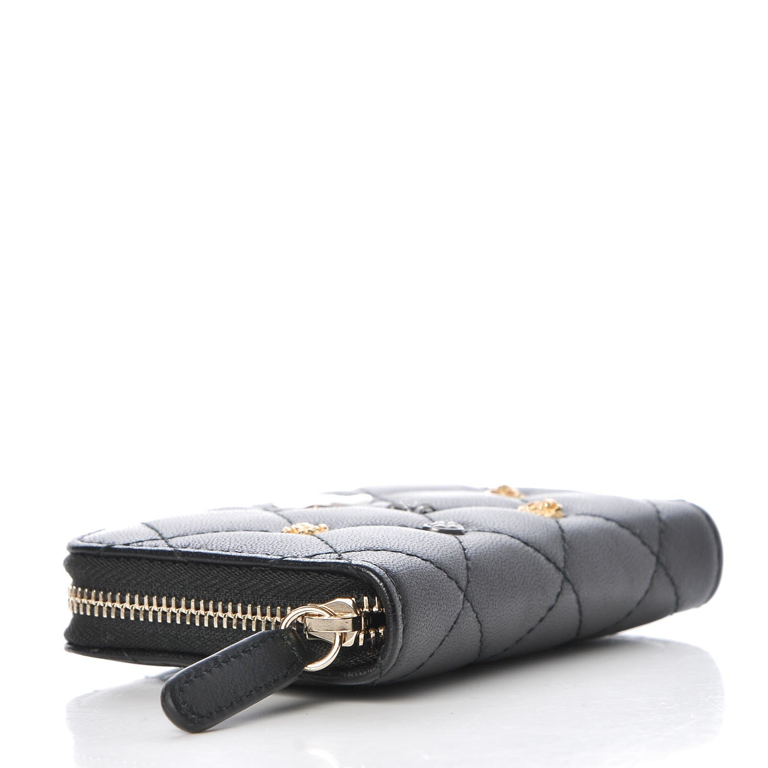 Chanel Lambskin Lucky Charms Zip Coin Purse Black 4 of 8