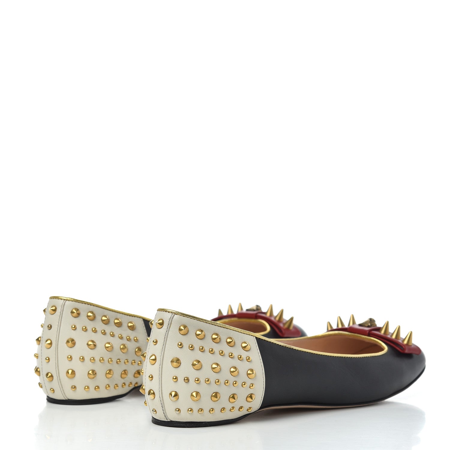 Gucci Calfskin Studded Lexi Ballerina Flats 39.5 Black 4 of 19