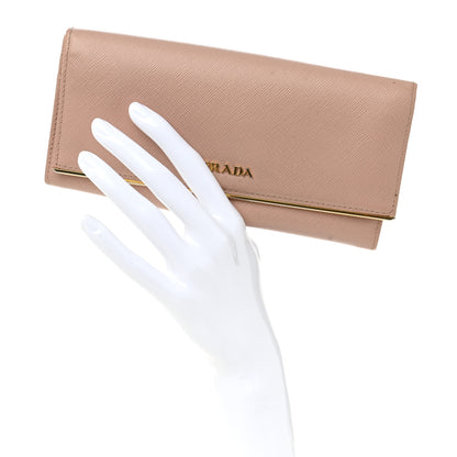 Prada Saffiano Metal Bar Continental Flap Wallet Orchidea 2 of 9