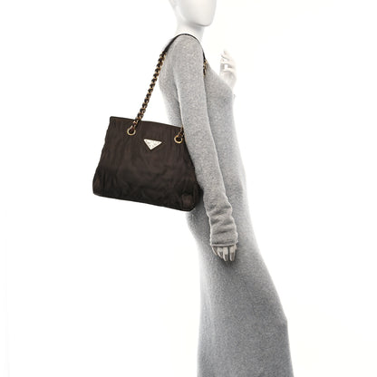 Prada Tessuto Nylon Acciaio Chain Shoulder Bag Moro 2 of 9