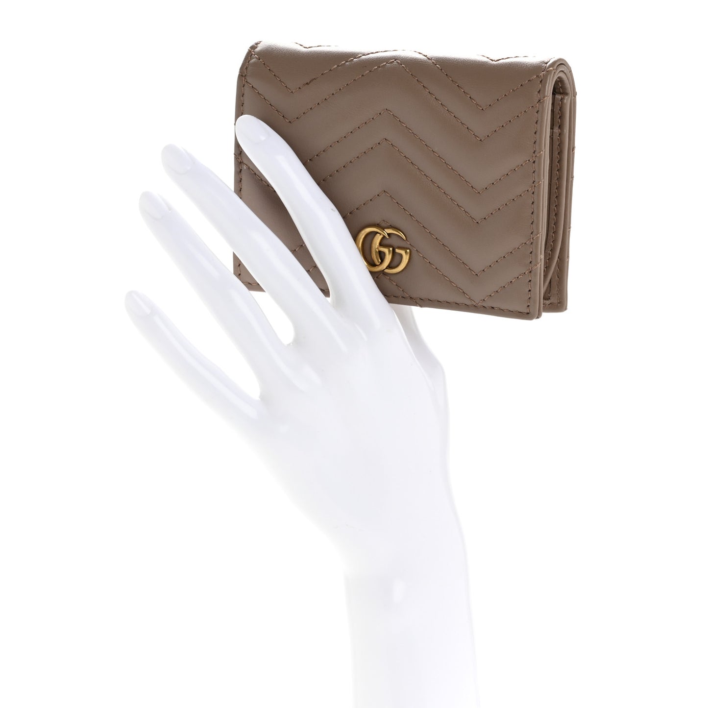 Calfskin Matelasse GG Marmont Card Case Wallet Porcelain Rose