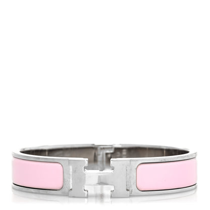 Hermes Enamel Narrow Clic Clac H Bracelet PM Rose Dragee 1 of 6