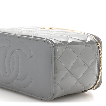 Chanel Patent Quilted Quilted Small Top Handle Vanity Case With Chain Grey 11 of 13