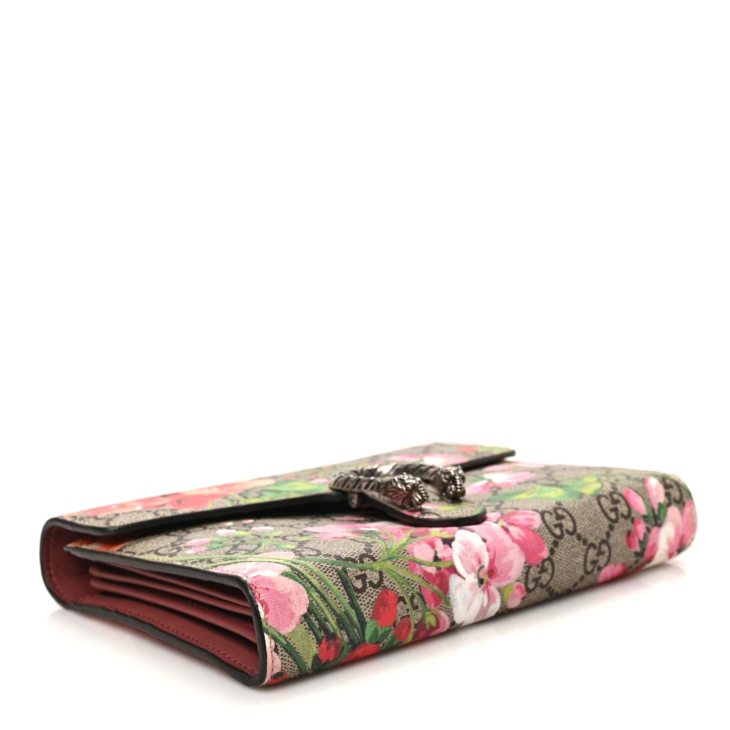 GG Supreme Monogram Blooms Mini Dionysus Chain Wallet Beige Multicolor Dry Rose
