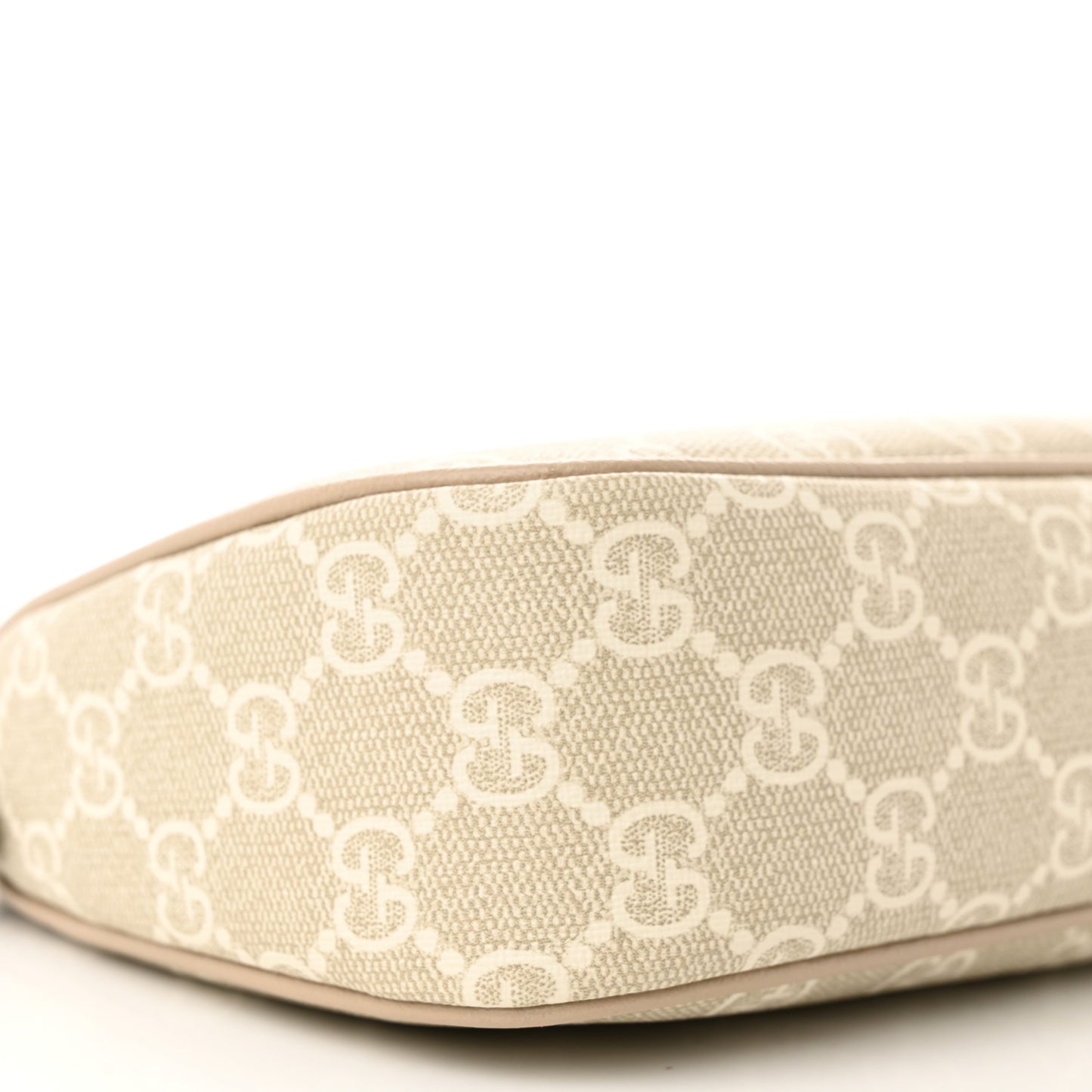 GG Supreme Monogram Textured Dollar Calfskin Small Ophidia Hobo Beige Mystic White Oatmeal